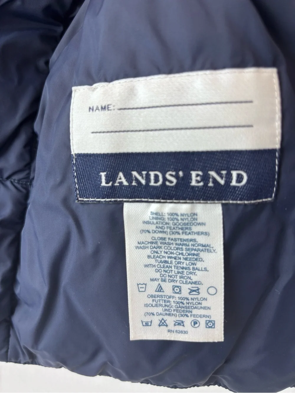 Lands’ End Boys’ Down Puffer Vest Navy Blue M 10-12